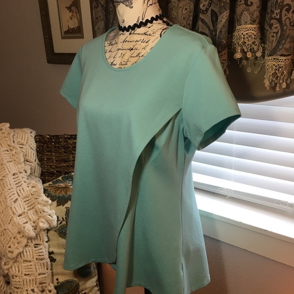 H by Halston short sleeve scoop neck cross front top - Picture 3 of 7